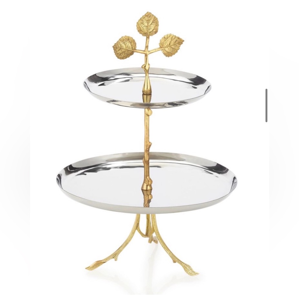Vintage Godinger Two-Tier Serving Stand in Silver and Gold